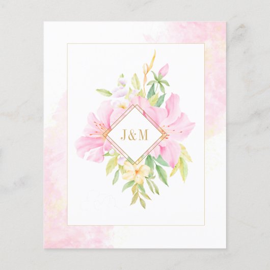 予算エレガントフローラモノグラム結婚式招待状 (裏面)