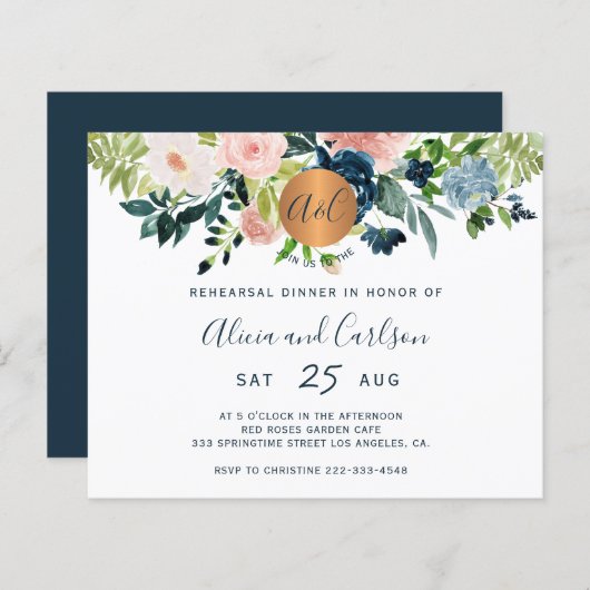 予算エレガントフローラリハーサルの夕食の招待 (正面/裏面)