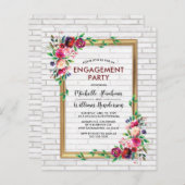 予算エレガントフローラ婚約パーティ招待状 (正面/裏面)