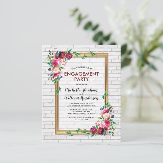 予算エレガントフローラ婚約パーティ招待状 (スタンド正面)