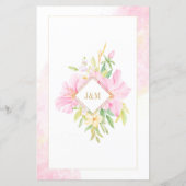 予算エレガントフローラ水彩ピンク結婚のメニュー (裏面)