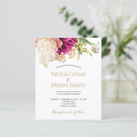 予算エレガントフローラ結婚式招待状 (スタンド正面)