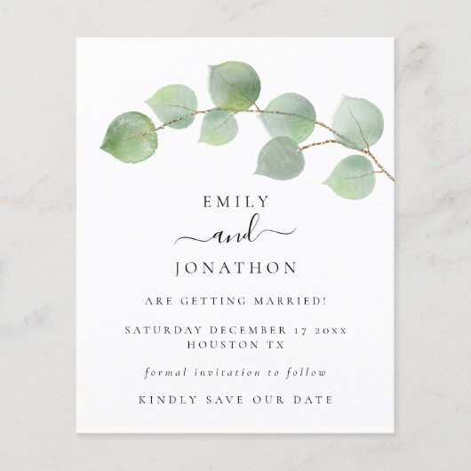 予算エレガントユーカリQRコード日付の保存 (正面)