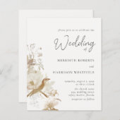 予算エレガントヴィンテージフローラ結婚式招待状 (正面/裏面)