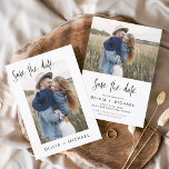 予算エレガント写真ミニマルな日付の保存 チラシ<br><div class="desc">バジェット結婚式の前後に写真がある日付カードを保存する。Save the Dateカードには手で書いたモダン草書タイポグラフィが含まれエレガント、シンプルとミニマルモダンムな結婚式の日のお祝いの後に使用すシンプルる。</div>