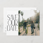 予算エレガント写真モダン結婚式の日付の保存 ポストカード (正面/裏面)