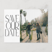 予算エレガント写真モダン結婚式の日付の保存 ポストカード (正面)