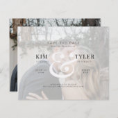 予算エレガント写真モダン結婚式の日付を保存 (正面/裏面)