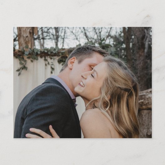 予算エレガント写真モダン結婚式の日付を保存 (裏面)