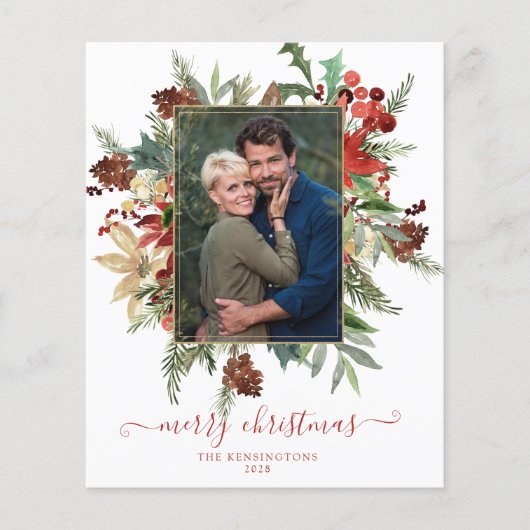 予算エレガント冬フローラ金ゴールドクリスマスフォト (正面)