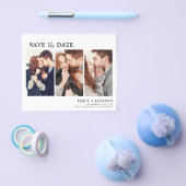 予算エレガント日付の保存3写真招待状 チラシ (シングル)