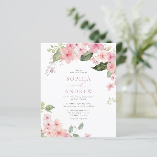 予算エレガント桜花結婚式招待状 (スタンド正面)