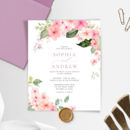 予算エレガント桜花結婚式招待状