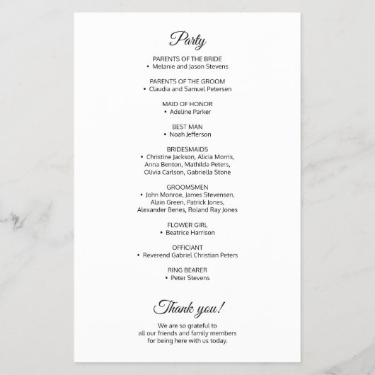 予算エレガント白黒シンプル結婚式 チラシ (裏面)