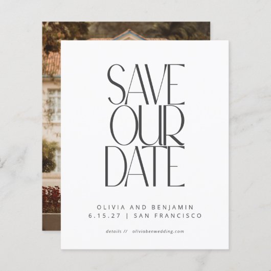 予算エレガント白黒写真の保存日付 (正面/裏面)