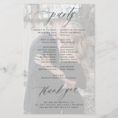 予算エレガント白黒写真結婚式プログラム (裏面)