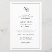 予算エレガント白黒結婚式招待状 (正面)