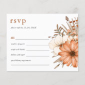 予算エレガント秋花模様結婚式RSVP (正面)