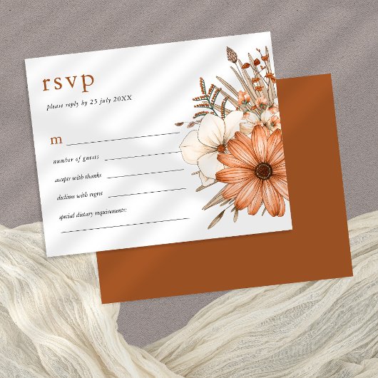 予算エレガント秋花模様結婚式RSVP