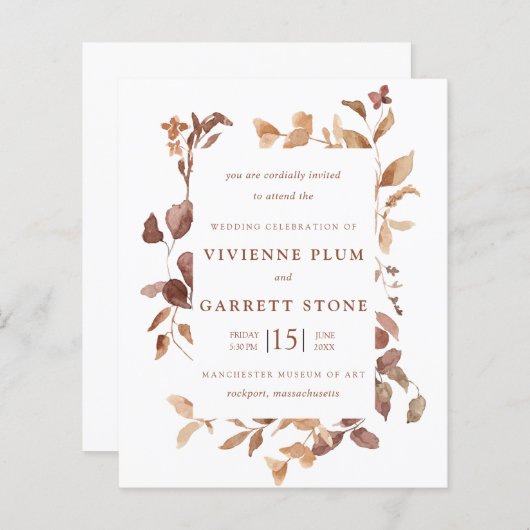 予算エレガント紅葉結婚式招待状 (正面/裏面)