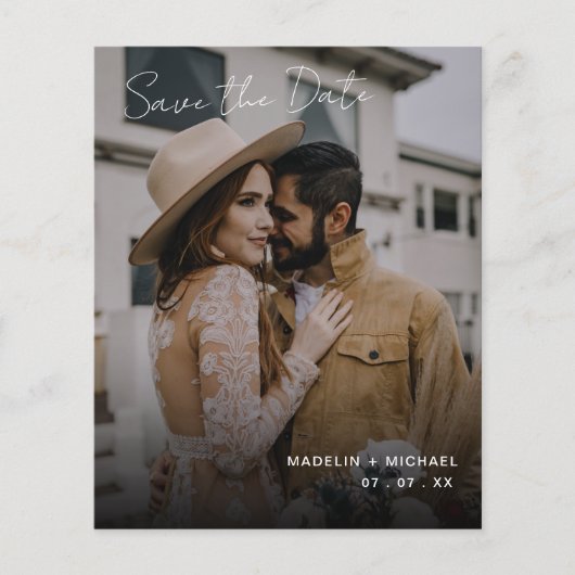 予算エレガント結婚式の日付を保存QRコード写真 チラシ (正面)