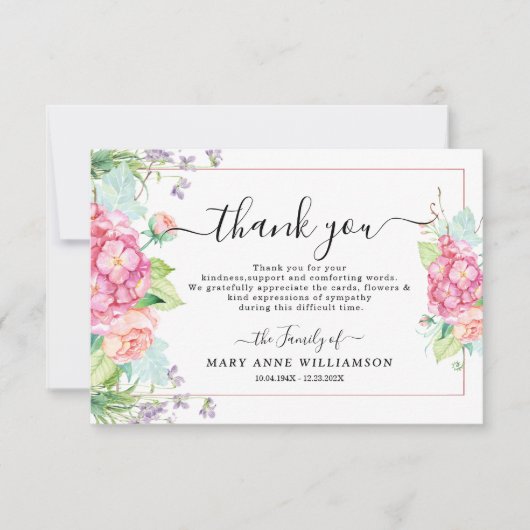 予算エレガント花葬儀サンキューカード サンキューカード (正面)