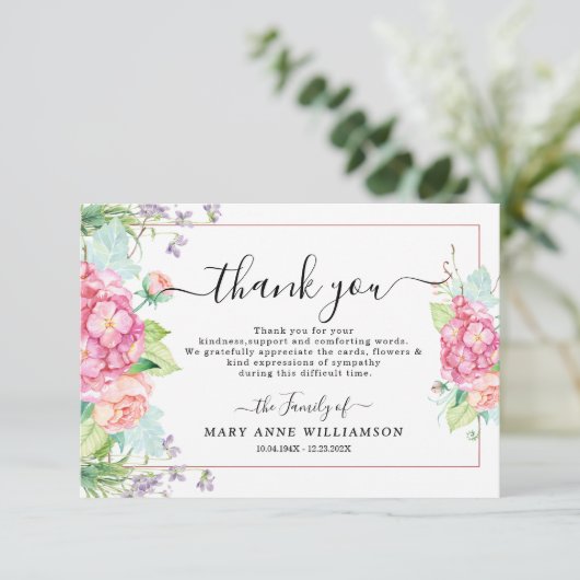 予算エレガント花葬儀サンキューカード サンキューカード (スタンド正面)