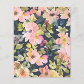 予算エレガント赤面ネイビーフローラ結婚式の招待 (裏面)