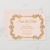 予算エレガント赤面ピンク金ゴールドフレームキンセアニェラ ノートカード (正面/裏面)