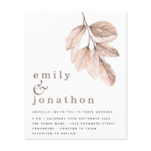 予算エレガント赤面葉結婚式招待状