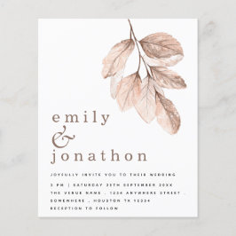 予算エレガント赤面葉結婚式招待状