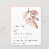 予算エレガント赤面葉結婚式招待状 (正面/裏面)