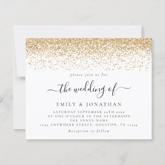 予算エレガント金ゴールドグリッター招待 (正面)