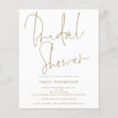 予算エレガント金ゴールドスクリプトブライダルシャワー招待状 (正面)