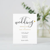 予算エレガント金ゴールドハート写真結婚式招待状 (スタンド正面)