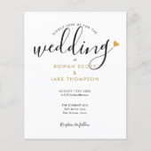 予算エレガント金ゴールドハート写真結婚式招待状 (正面)