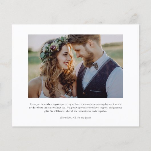 予算エレガント金ゴールド写真結婚のサンキューカード (裏面)