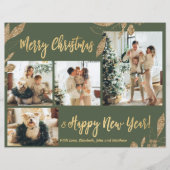 予算エレガント金ゴールド葉写真クリスマスカード (正面)