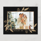 予算エレガント金ゴールド葉2写真クリスマスカード (裏面)