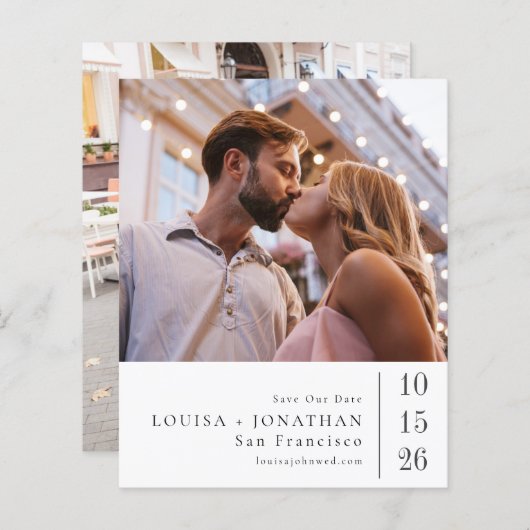 予算エレガント2写真結婚式の日付を保存 (正面/裏面)