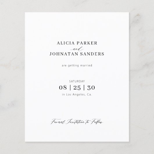 予算エレガント3写真結婚式の日付カードを保存 チラシ (裏面)