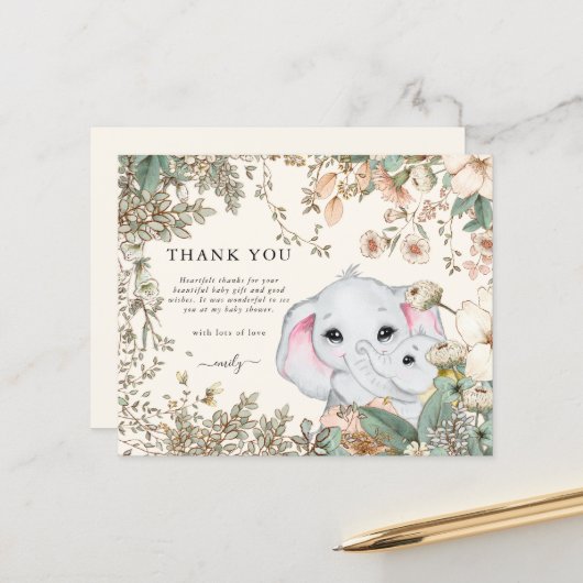 予算エレファントクリーム赤ちゃんシャワーありがとう (正面/裏面インサイチュ)