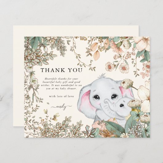 予算エレファントクリーム赤ちゃんシャワーありがとう (正面/裏面)