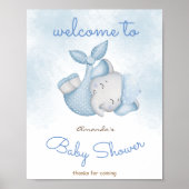 予算エレファントテーマの赤ちゃんシャワー歓迎サイン ポスター (正面)