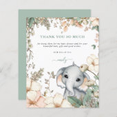 予算エレファントフローラセージ赤ちゃんシャワーありがとう (正面/裏面)