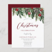 予算オフィスまたは家族のクリスマスパーティの招待状 (正面/裏面)