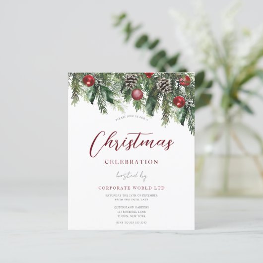 予算オフィスまたは家族のクリスマスパーティの招待状 (スタンド正面)