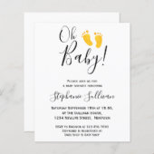 予算オベビーイエロー足ベビーシャワー招待状 (正面/裏面)