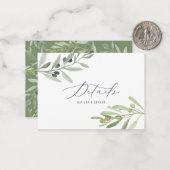 予算オリーブの枝結婚の葉の詳細ノート ノートカード (正面/裏面インサイチュ)