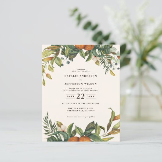 予算オレンジの柑橘類フローラ結婚式の日付を保存 (スタンド正面)